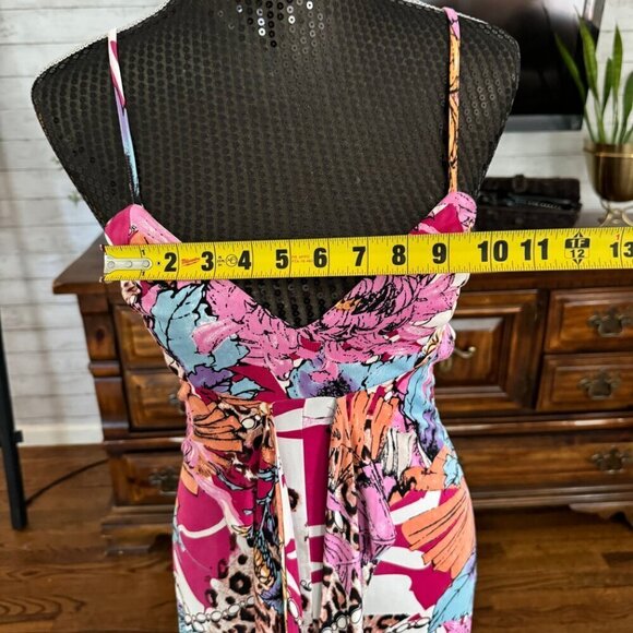 Marciano Vibrant Pink Floral Print Flowy Summer Silk Maxi Dress Size S/P - Picture 5 of 7